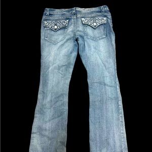 Paisley Sky Jeans with Rhinestone Encrusted Pockets